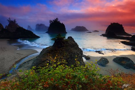 B176 Sunset from Secret Beach, Oregon Coast | Randall J Hodges Photography