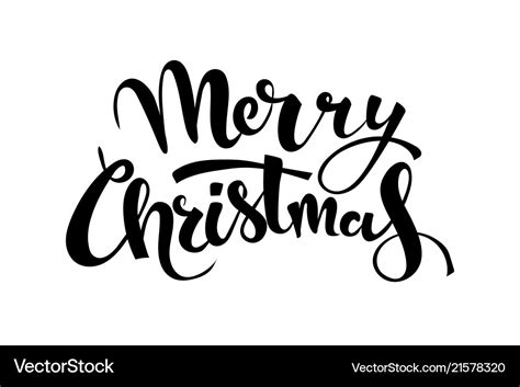 Merry christmas handwritten lettering black text Vector Image