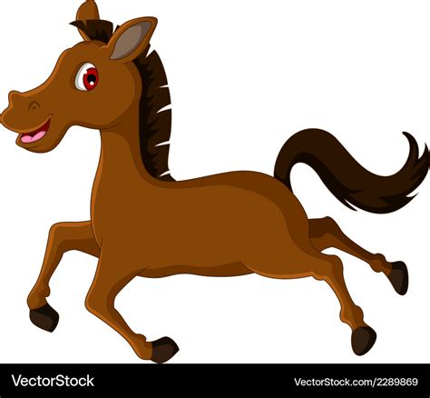 Cute brown horse cartoon running Royalty Free Vector Image