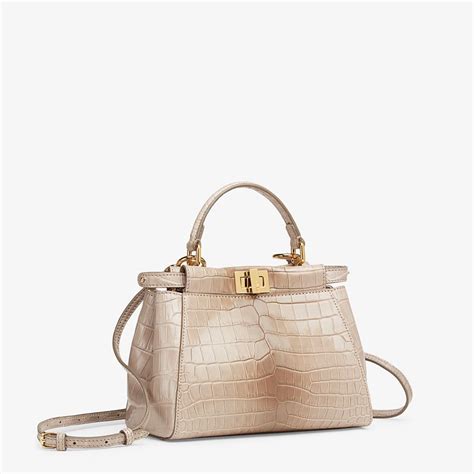 Beige crocodile bag - PEEKABOO ICONIC MINI | Fendi | Fendi peekaboo bag ...