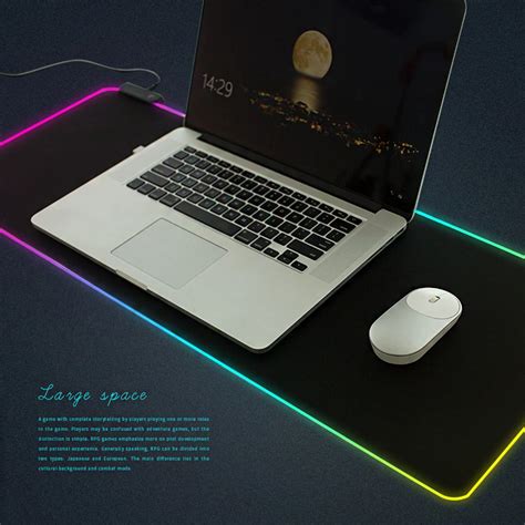 RGB Luminous Gaming Mouse Pad Colorful Oversized Glowing USB LED Extended Illuminated Keyboard ...