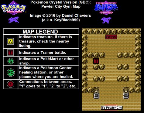 Pokemon Crystal Version Pewter City Gym Map Map for Game Boy Color by ...