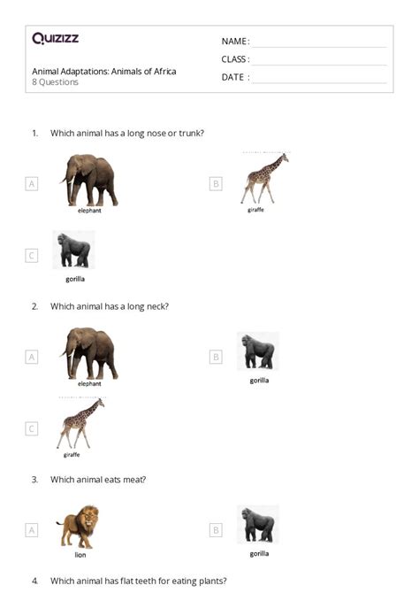 50+ animal adaptations worksheets on Quizizz | Free & Printable