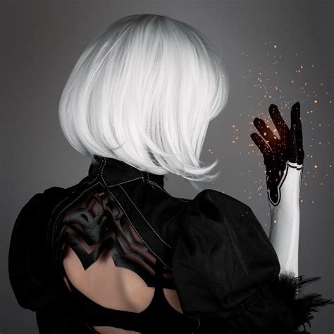 NieR Automata 2B YoRHa No. 2 Short Straight White Cosplay Wig Bob Hair ...