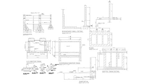 overhead water tank and septic tank section plan details, Download DWG ...