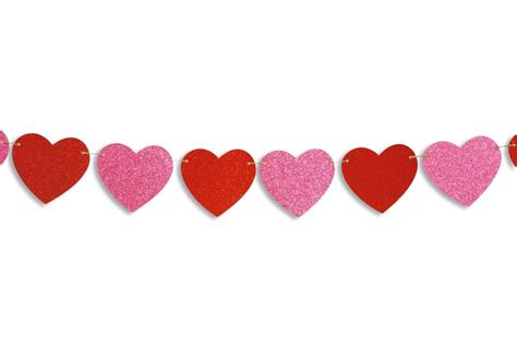 Heart glitter garland Valentine's Day heart banner