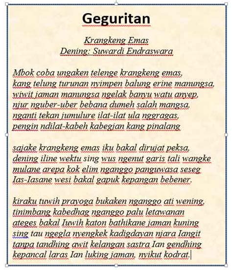 Geguritan Bahasa Jawa, Pengertian, Ciri-Ciri, Jenis, dan Contohnya - Seni Budayaku