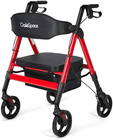 OasisSpace Heavy Duty Rollator Walker - Bariatric Rollator Walker with Large Seat for Seniors ...