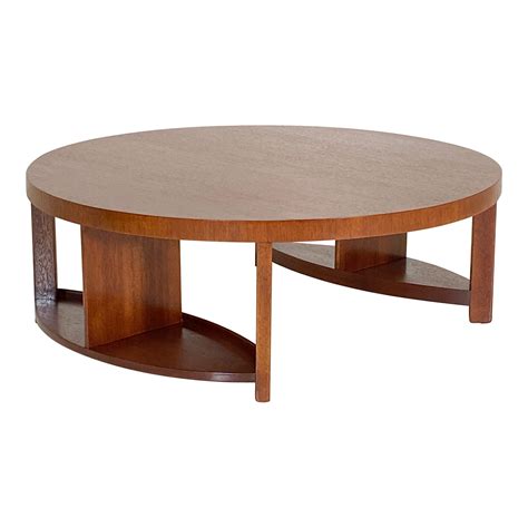 Paul Laszlo for Brown Saltman Round Coffee Table in Mahogany, Model 145 at 1stDibs