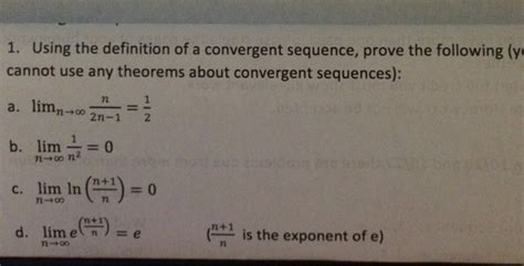 Solved 1. Using the definition of a convergent sequence, | Chegg.com