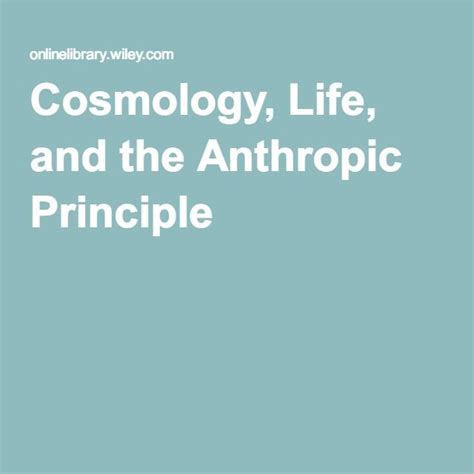 Cosmology, Life, and the Anthropic Principle - BARROW - 2006 - Annals ...