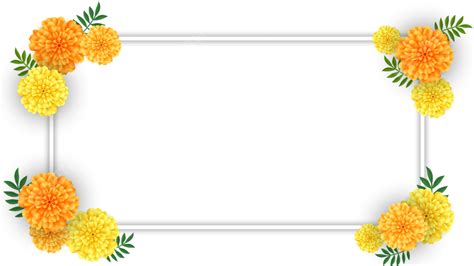 Marigold Wreath Horizontal Frame, Marigold, Chrysanthemum, Wreath PNG ...