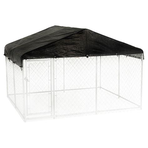 Lucky Dog 10 x 10 Foot Outdoor Chain Link Dog Kennel & Waterproof Roof ...