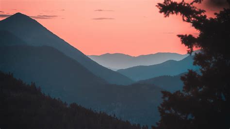 Download 1920x1080 wallpaper mountains, horizon, forest, sunset, dusk, full hd, hdtv, fhd, 1080p ...
