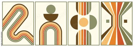 retro vintage 70s style stripes background poster lines. shapes vector design graphic 1970s ...