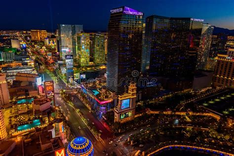 Aerial View of Las Vegas Strip in Nevada at Night - USA Editorial Stock ...