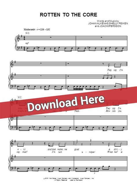 descendants 2015 rotten to the core sheet music & piano notes | Sheet ...