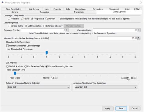 Administrator | Actions on Answering Machine Detection