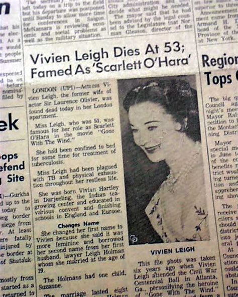 Death of movie star Vivien Leigh... - RareNewspapers.com