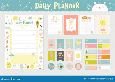 Cute Calendar Daily Planner Cartoon Vector | CartoonDealer.com #67598377