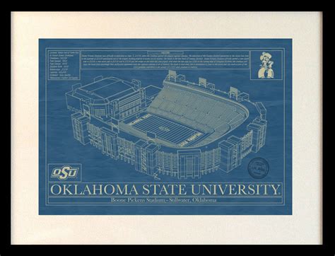 Oklahoma State University - Boone Pickens Stadium - Blueprint Art ...