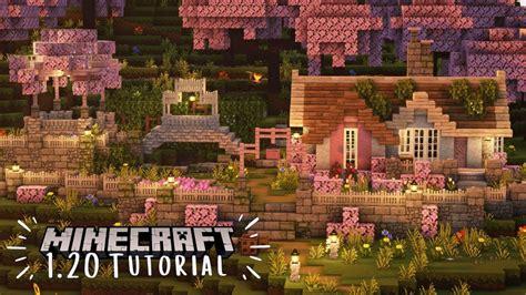 Minecraft Cherry Grove Cottage Tutorial | Cottagecore Cherry Blossom ...