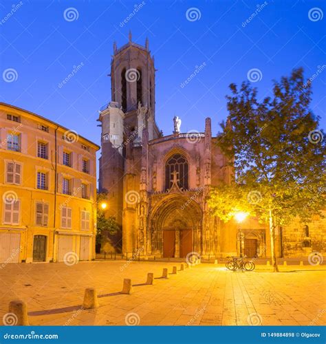 Aix Cathedral in Aix-en-Provence, France Stock Photo - Image of square ...