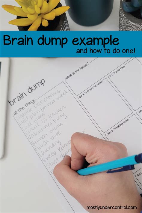 Brain Dump Example with Printable! - Mostly Under Control