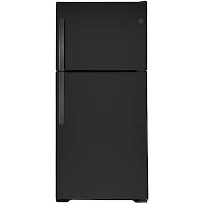 GE Garage-Ready 21.9-cu ft Top-Freezer Refrigerator (Fingerprint-Resistant Black Slate) at Lowes.com