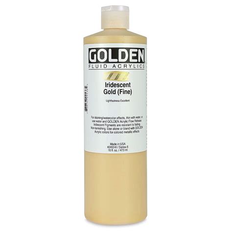 Golden Fluid Acrylic Paint 16 Oz Iridescent Gold (Fine) - Walmart.com - Walmart.com