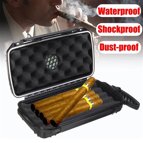 Cigar Accessories Black Cigars Storage 5 Cigar in Box with Sponge Lined Waterproof Dustproof for ...