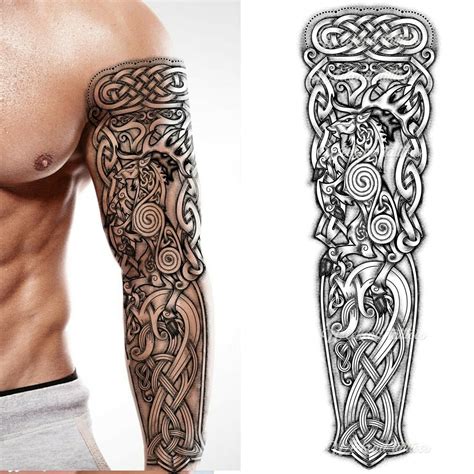 Tatuaje temporal Tribal Celtic viking viking stag ciervos todo | Etsy Celtic Sleeve Tattoos ...