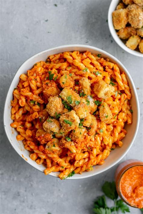 Pasta Romesco with Crispy Baked Tofu • The Curious Chickpea