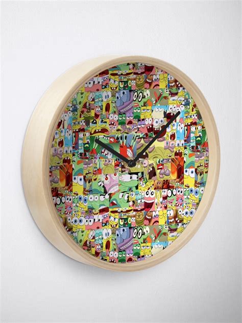 "Spongebob Squarepants Movie Faces Collage Meme" Clock for Sale by ...