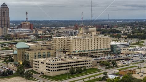 A hospital in Des Moines, Iowa Aerial Stock Photo DXP002_167_0002 | Axiom Images