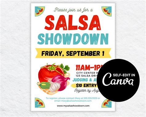 Salsa Contest Flyer Canva Editable Template DIY Salsa - Etsy