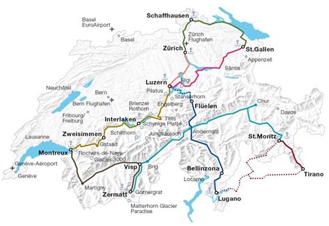 Switzerland rail map - Switzerland train route map (Western Europe ...