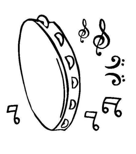 Music Tambourine Coloring Page » Turkau