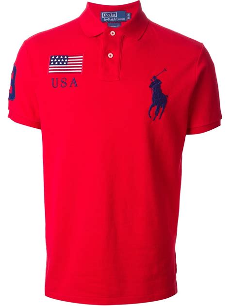 Polo ralph lauren Big Logo Embroidered Polo Shirt in Red for Men | Lyst