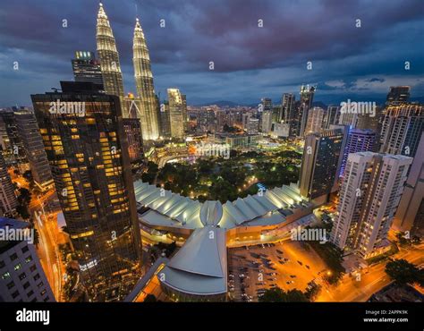 Capital city of Malaysia, Kuala Lumpur at night. Aerial night view Stock Photo - Alamy