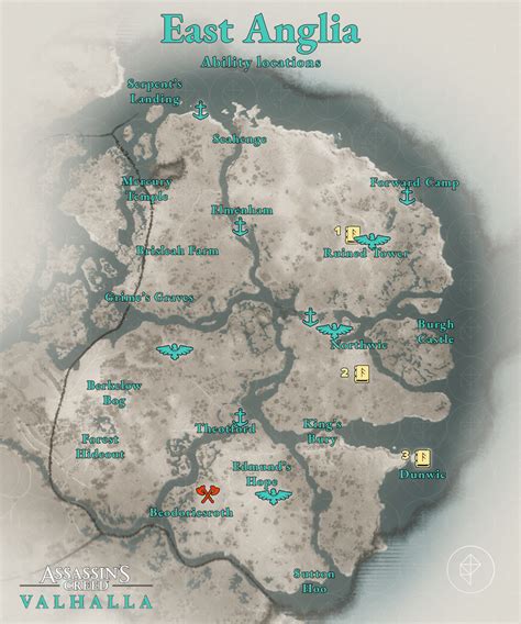 All Assassin’s Creed Valhalla East Anglia Abilities locations map - Polygon