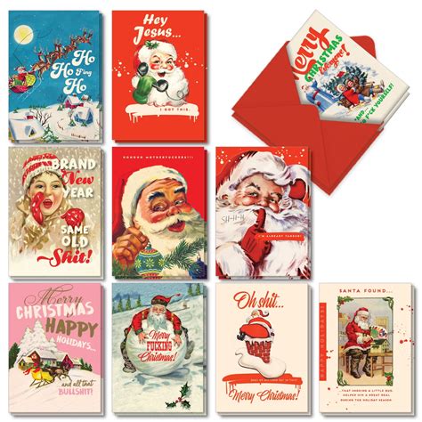 20 Assorted Adult Christmas Cards - Boxed Set for Xmas (10 Designs, 2 ...