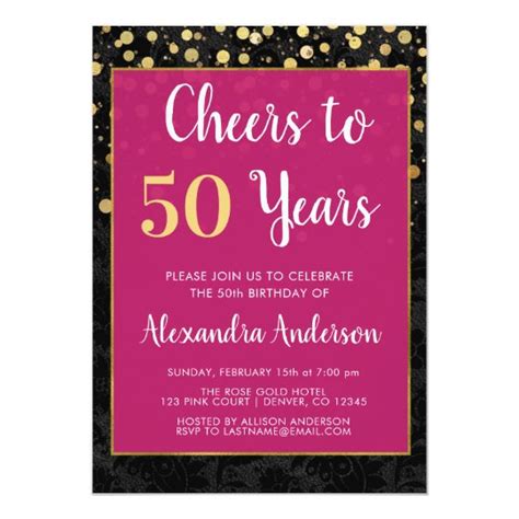 Cheers to 50 Years Birthday Party Invitation | Zazzle.com.au