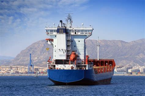 Container ship: aft view. stock image. Image of vessel - 27106589