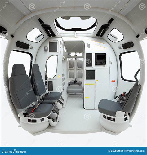 Rear View of the Interior of an Open Ambulance Helocopter Isolated on a White Background Stock ...