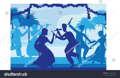 Garba New Blue Background Stock Vector (Royalty Free) 1183520746 ...