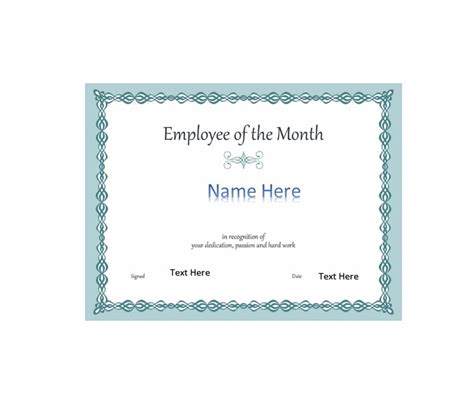 Employee Of The Month Certificate Template