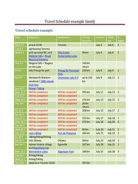 Travel Schedule - 6+ Examples, Google Docs, Pages, Word, How to Produce ...