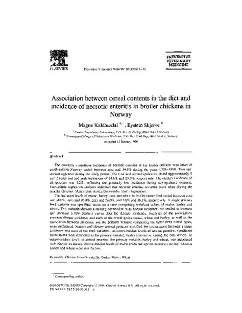 (PDF) Association between cereal contents in the diet and incidence of necrotic enteritis in ...