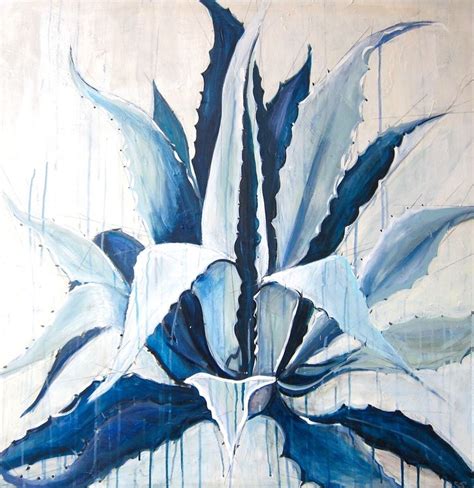 "Blue Agave" 36X36 IN Acrylic on Canvas FOR SALE $2,600 | Painting, Floral art, Art